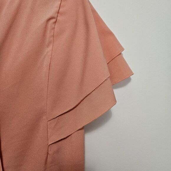 Banana Republic Peach Blouse Short Sleeve Layered Flutter Sleeves Sz S EUC - Picture 5 of 10